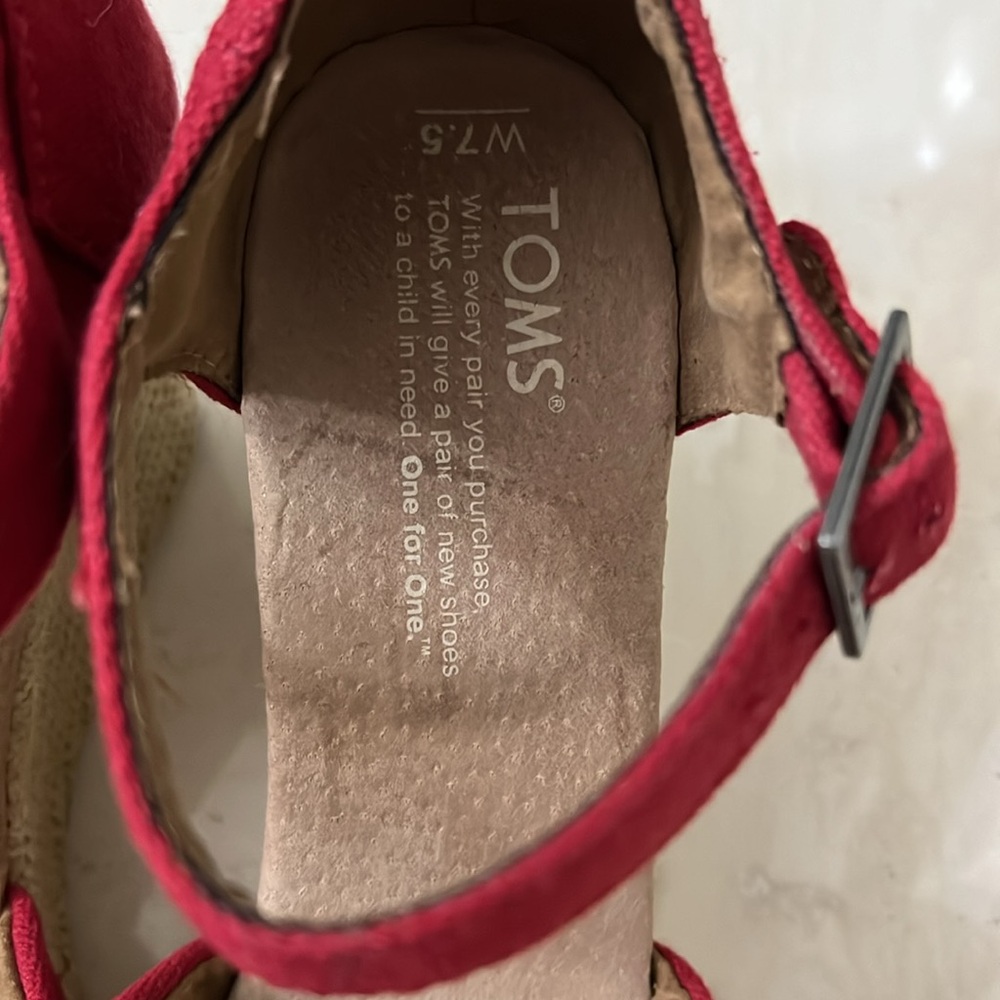 Toms red wedge sandal women’s 7.5 - Picture 5 of 5